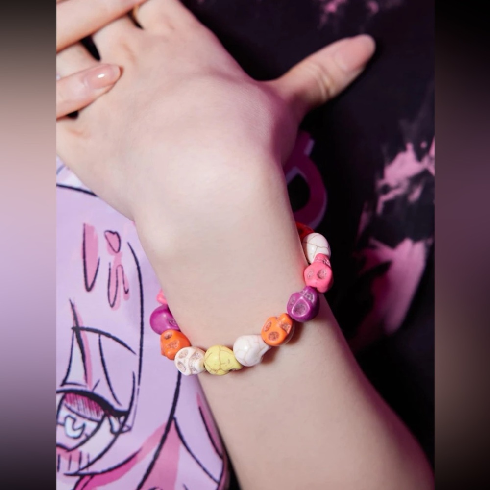 ๐ Awesome Colorful Skeleton Skull Beaded Bracelet ๐